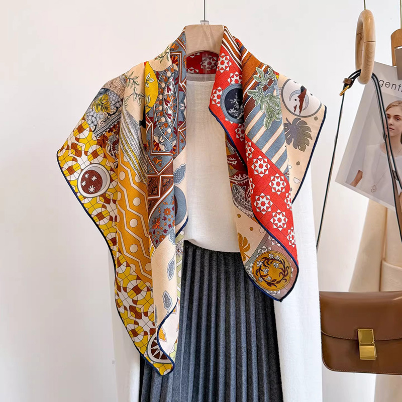 Vintage Fashion Collage - ผ้าพันคอ 30% ไหมมัลเบอร์รี่ 70% ขนสัตว์ ขนาด