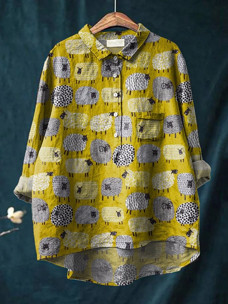 Vintage Fashion Patterns - Vintage Lovely Sheep รูปแบบศิลปะ 3D พิมพ์แฟชั่นผู้หญิงแขนยาวเสื้อฤดูใบไม้ผลิ