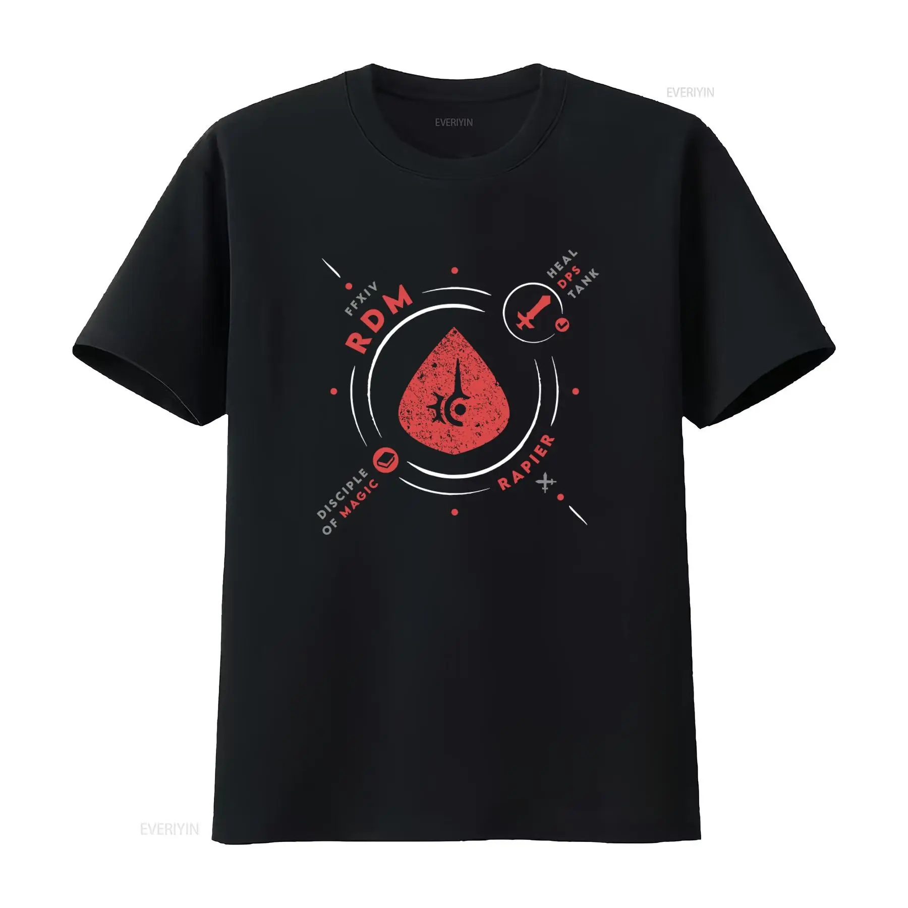 Vintage Fashion Jobs - เสื้อยืดลายกราฟิกวินเทจ FFXIV แรงบันดาลใจจาก Red Mage RDM