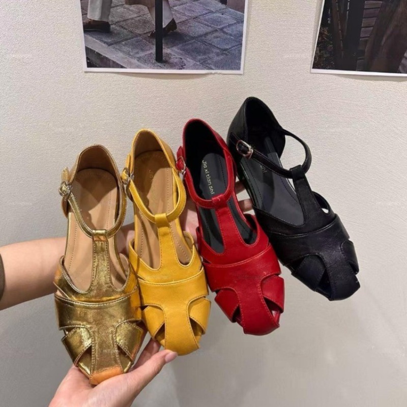 Vintage Fashion Rome - รองเท้าแตะผู้หญิงแบบสวมใส่สบาย ระบายอากาศได้ดี แบบเจาะรู กันลื่น ทนทานต่อการสึกหรอ แฟชั่นลำลองสไตล์วินเทจ