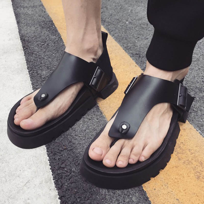 Vintage Fashion Rome - ฤดูร้อนบุรุษแฟชั่นหนาแพลตฟอร์ม Flip Flop รองเท้าแตะ Vintage Gladiator