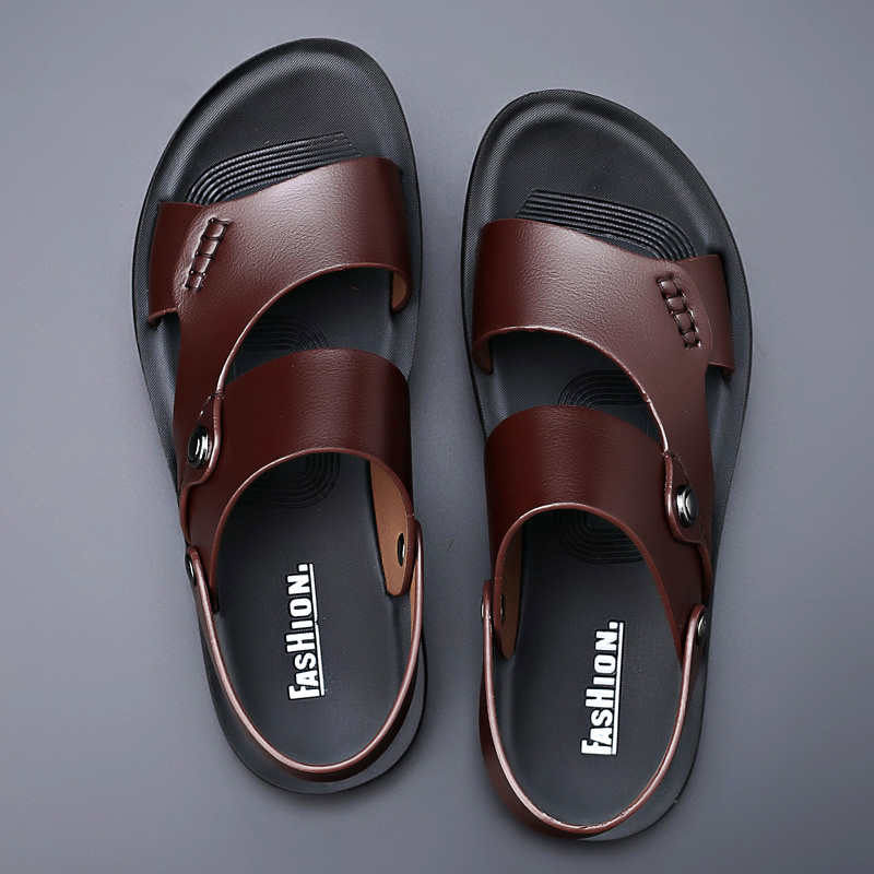 Vintage Fashion Rome - Yomior ฤดูร้อนรองเท้าแฟชั่นผู้ชายใหม่ Vintage หนังแท้ชายหาดลื่น Slip-On รองเท้าแตะ