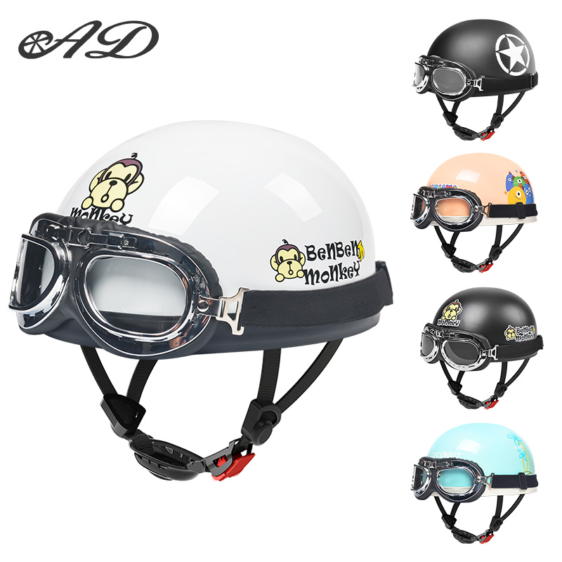 Vintage Fashion Ads - หมวกกันน็อคมอเตอร์ไซค์แบบครึ่งใบ ยูนิเซ็กซ์ สำหรับปั่นจักรยาน ป้องกันความปลอดภัย สไตล์เรโทร วินเทจ