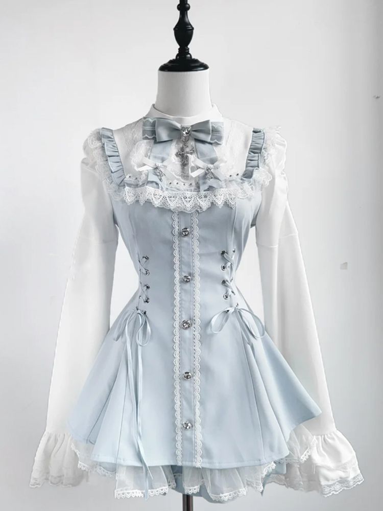 V Vintage Fashion - ชุดเซ็ต 2 ชิ้น แฟชั่นสไตล์วินเทจฝรั่งเศส ผ้าลูกไม้ ดีไซน์เก๋ไก๋