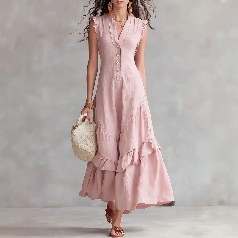 เดรสผ้าฝ้ายลินินทรงหลวมสำหรับผ - V Vintage Fashion บทวิจารณ์และราคา