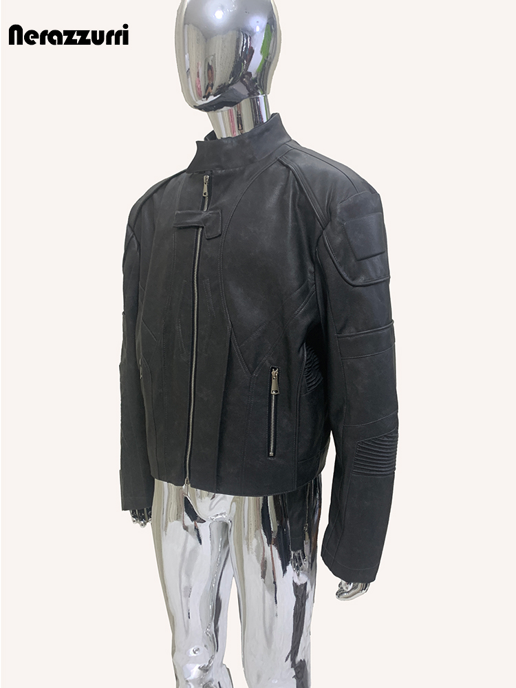 เสื้อแจ็คเก็ตนักแข่งหนัง PU สี - Vintage Fashion Runway บทวิจารณ์และราคา