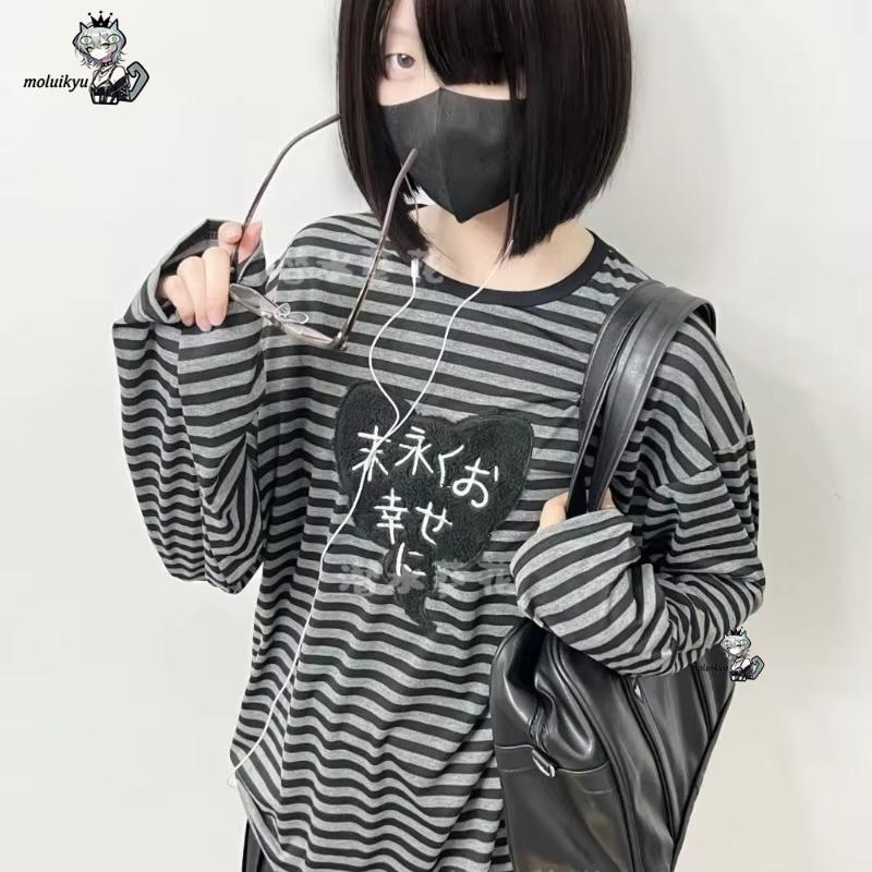 เสื้อยืดแขนยาวคอกลมสไตล์อเมริก - Vintage Y2K บทวิจารณ์และราคา