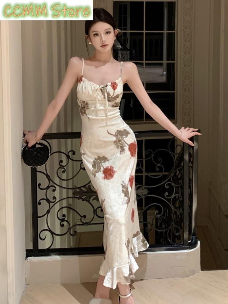 ชุดเดรสสายเดี่ยวพิมพ์ลายแฟชั่น - Vintage Fashion Runway บทวิจารณ์และราคา