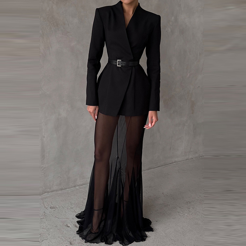 สุภาพสตรีแฟชั่นแขนยาว Blazer + - V Vintage Fashion บทวิจารณ์และราคา
