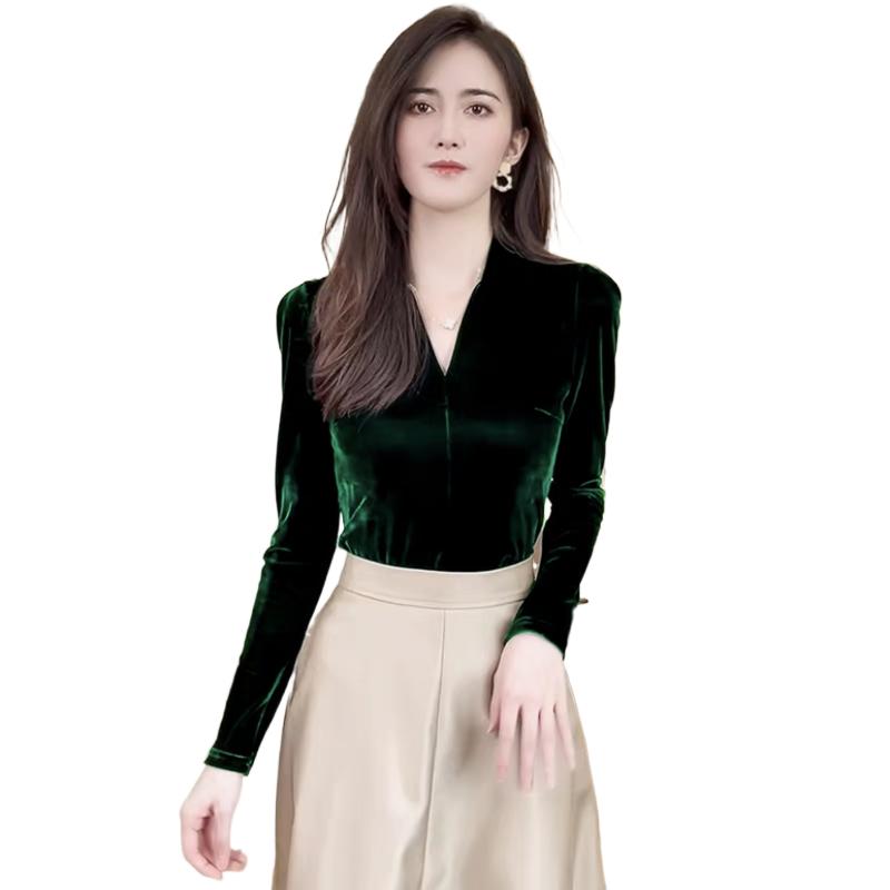 เสื้อเชิ้ตกำมะหยี่แขนยาวคอวี แ - V Vintage Fashion บทวิจารณ์และราคา