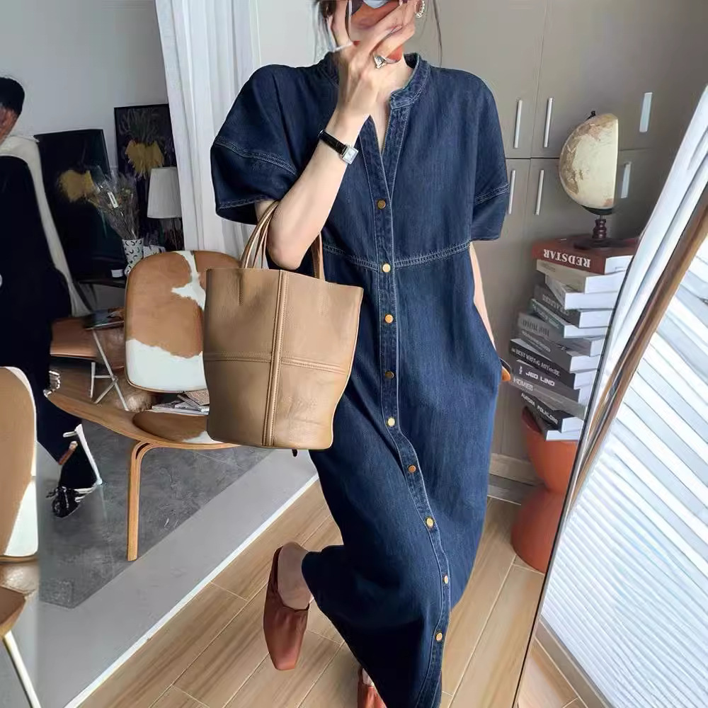 เดรสยีนส์ทรงหลวมสไตล์วินเทจฝรั - V Vintage Fashion บทวิจารณ์และราคา