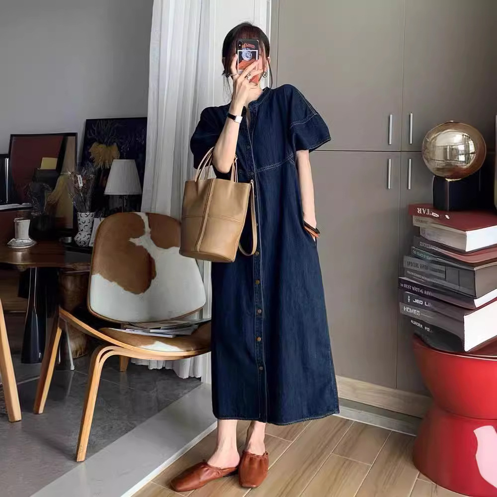 เดรสยีนส์ทรงหลวมสไตล์วินเทจฝรั - V Vintage Fashion บทวิจารณ์และราคา