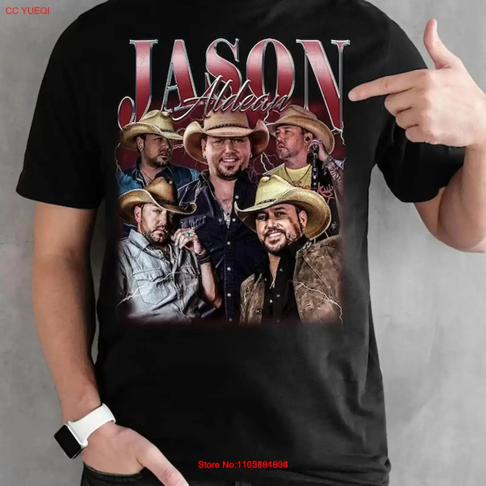 เสื้อยืดแขนสั้น Jason Aldean V - Vintage Fashion Collage บทวิจารณ์และราคา