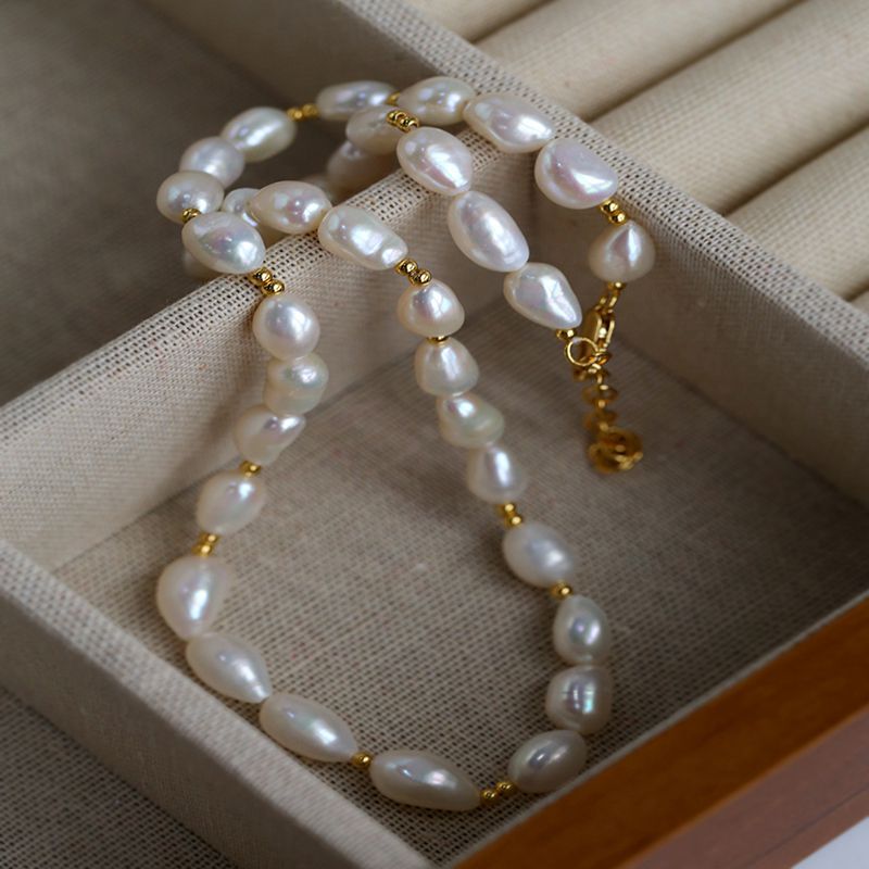 สร้อยคอทองเหลืองประดับมุกน้ำจื - Vintage Fashion Runway บทวิจารณ์และราคา
